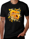 Autumn Magic Sunflower Graphic Tee - Black