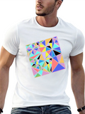 Geometric Triangle Pattern Black T-Shirt