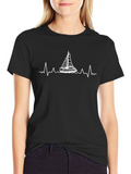 Sailboat Heartbeat Graphic T-Shirt - Nautical Style