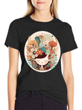 Floral Girl Graphic Tee - Black