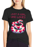 Girl Who Loves Snakes Heart Graphic T-Shirt