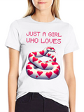 Girl Who Loves Snakes Heart Graphic T-Shirt
