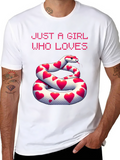 Girl Who Loves Snakes Heart Graphic T-Shirt
