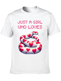 Girl Who Loves Snakes Heart Graphic T-Shirt