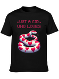 Girl Who Loves Snakes Heart Graphic T-Shirt