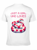 Girl Who Loves Snakes Heart Graphic T-Shirt
