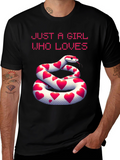 Girl Who Loves Snakes Heart Graphic T-Shirt