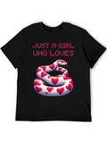 Girl Who Loves Snakes Heart Graphic T-Shirt