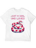Girl Who Loves Snakes Heart Graphic T-Shirt