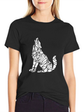 Geometric Wolf Black T-Shirt