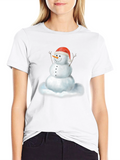 Festive Snowman Graphic Tee - Holiday Style