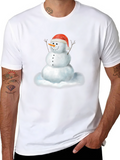 Festive Snowman Graphic Tee - Holiday Style