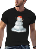 Festive Snowman Graphic Tee - Holiday Style