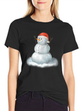 Festive Snowman Graphic Tee - Holiday Style