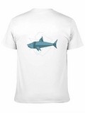 Geometric Shark Graphic Tee - Black