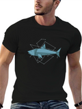 Geometric Shark Graphic Tee - Black