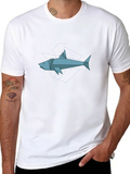 Geometric Shark Graphic Tee - Black
