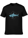Geometric Shark Graphic Tee - Black