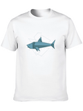 Geometric Shark Graphic Tee - Black