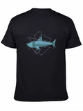 Geometric Shark Graphic Tee - Black