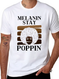 Melanin Stay Poppin Graphic Tee - Black