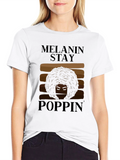 Melanin Stay Poppin Graphic Tee - Black