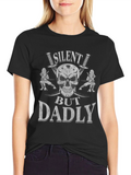 Silent But Dadly Ninja Skull Graphic Tee