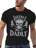 Silent But Dadly Ninja Skull Graphic Tee