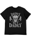 Silent But Dadly Ninja Skull Graphic Tee