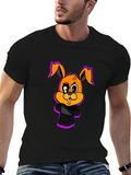 Cartoon Bunny Graphic Black T-Shirt