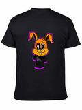 Cartoon Bunny Graphic Black T-Shirt