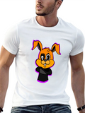 Cartoon Bunny Graphic Black T-Shirt