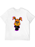 Cartoon Bunny Graphic Black T-Shirt