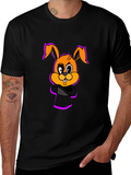 Cartoon Bunny Graphic Black T-Shirt