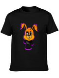 Cartoon Bunny Graphic Black T-Shirt