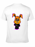 Cartoon Bunny Graphic Black T-Shirt