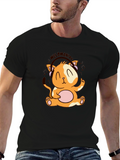 Cute Melomaniac Cat Black T-Shirt