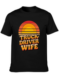 Truck Driver Wife Retro Sunset Graphic T-Shirt