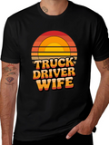 Truck Driver Wife Retro Sunset Graphic T-Shirt