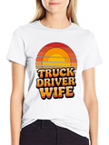 Truck Driver Wife Retro Sunset Graphic T-Shirt