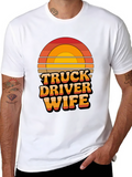 Truck Driver Wife Retro Sunset Graphic T-Shirt