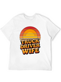 Truck Driver Wife Retro Sunset Graphic T-Shirt