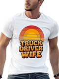 Truck Driver Wife Retro Sunset Graphic T-Shirt