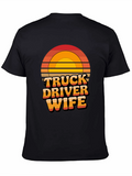 Truck Driver Wife Retro Sunset Graphic T-Shirt