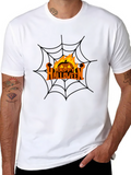Happy Halloween Pumpkin Spiderweb Black T-Shirt