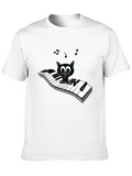 Musical Cat Piano Player Graphic T-Shirt