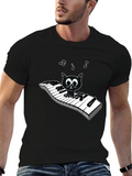 Musical Cat Piano Player Graphic T-Shirt