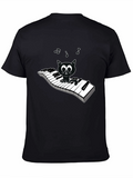 Musical Cat Piano Player Graphic T-Shirt