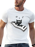 Musical Cat Piano Player Graphic T-Shirt