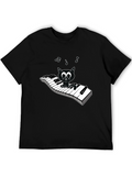 Musical Cat Piano Player Graphic T-Shirt